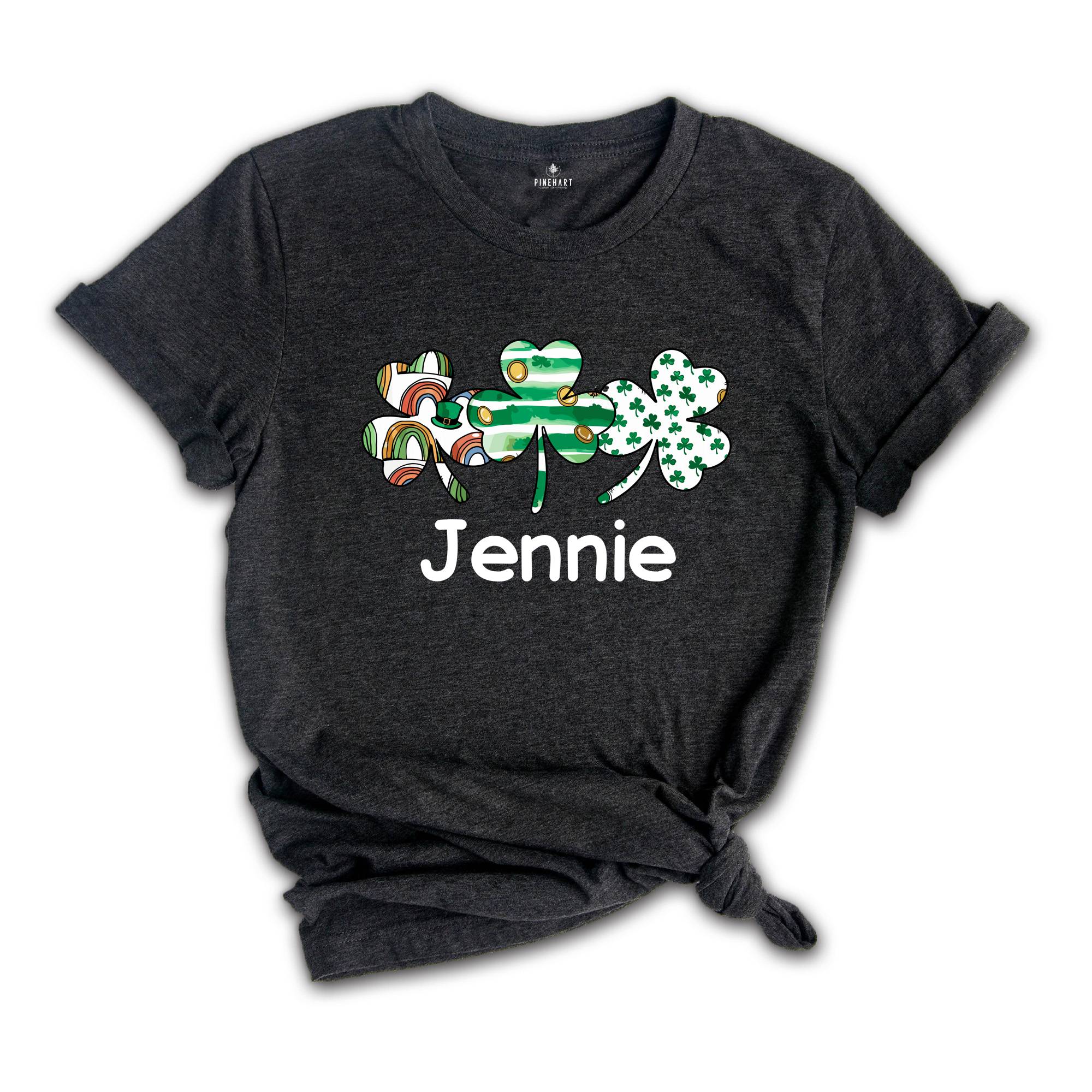 Custom Shamrock Name Shirt, Custom Name St Patrick's Day, Personalized Clover Shirt, Irish Shirt, Lucky Shirt, Shamrock Shirt, Custom Name