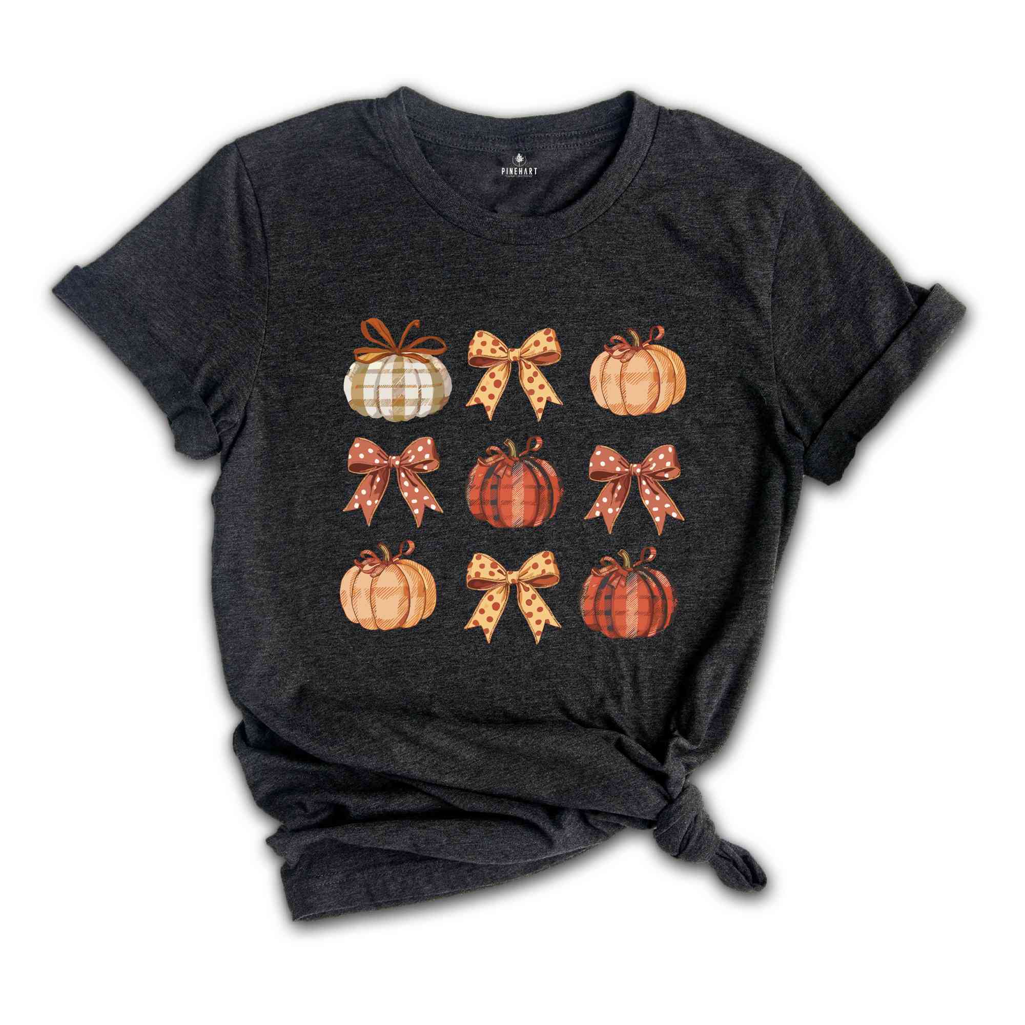 Retro Fall Pumpkin Bow Shirt, Fall Coquette Bow shirt, Autumn Pumpkin Tee, Fall T-Shirt , Autumn Bow Shirts