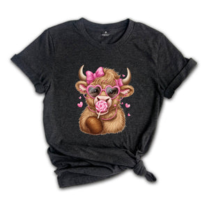 Valentine's Highland Cow Shirt, Howdy Valentine Coquette Shirt, Valentines Shirt, Valentine's Day Shirt, Bow Cow Shirt, Cow Shirt