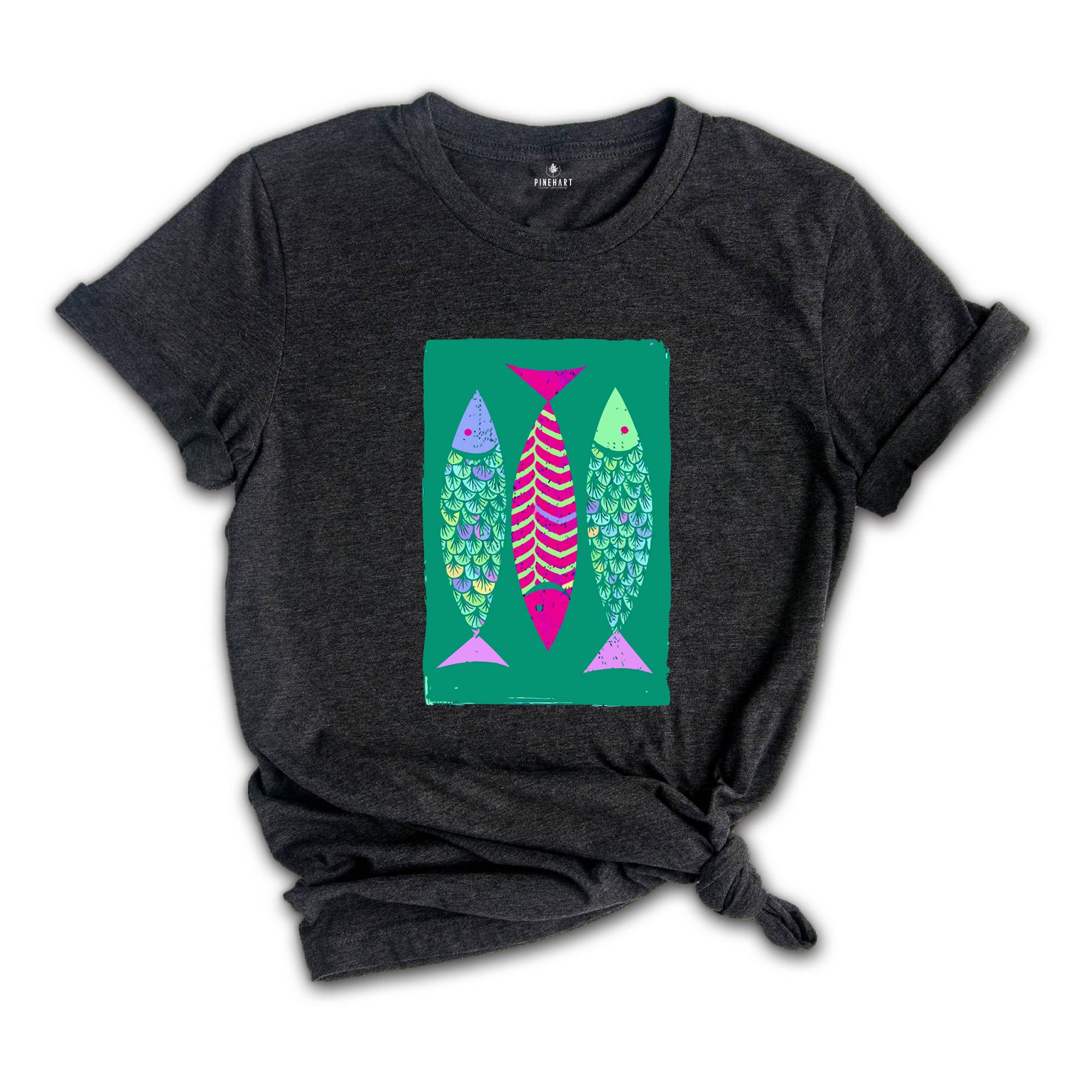 Boho Fishy Shirt, Boho Style Shirt, Fish Sketch Shirt, Retro Boho Shirt, Fishing Lover Shirt