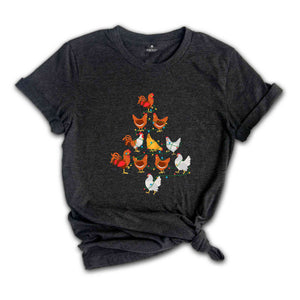 Chicken Christmas Tree Shirt, Farmer Christmas Shirt, Santa Farmer T-Shirt, Christmas Farmer Family, Chicken Christmas Shirt