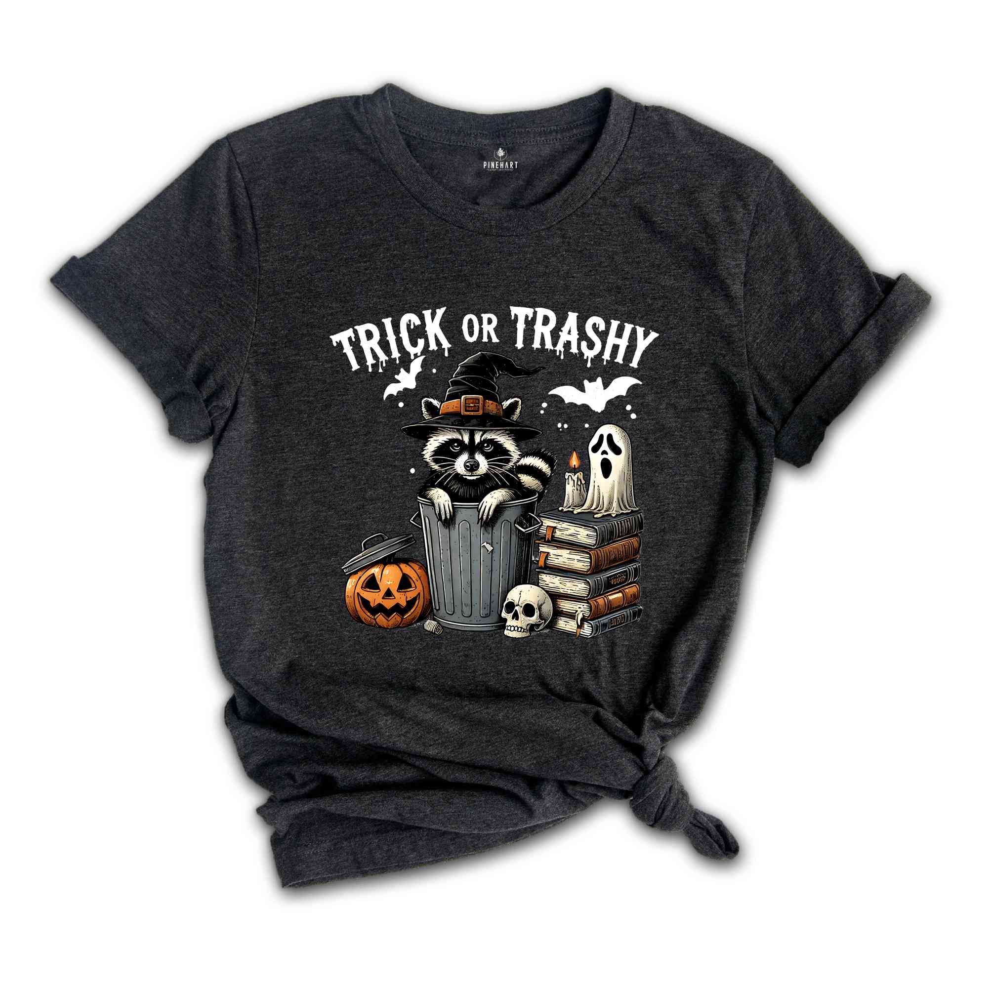 Trick Or Trashy Raccoon Halloween Shirt, Cute Raccoon T-shirt, Retro Raccoon Tee, Halloween Raccoon Tee, Pumpkin Gift