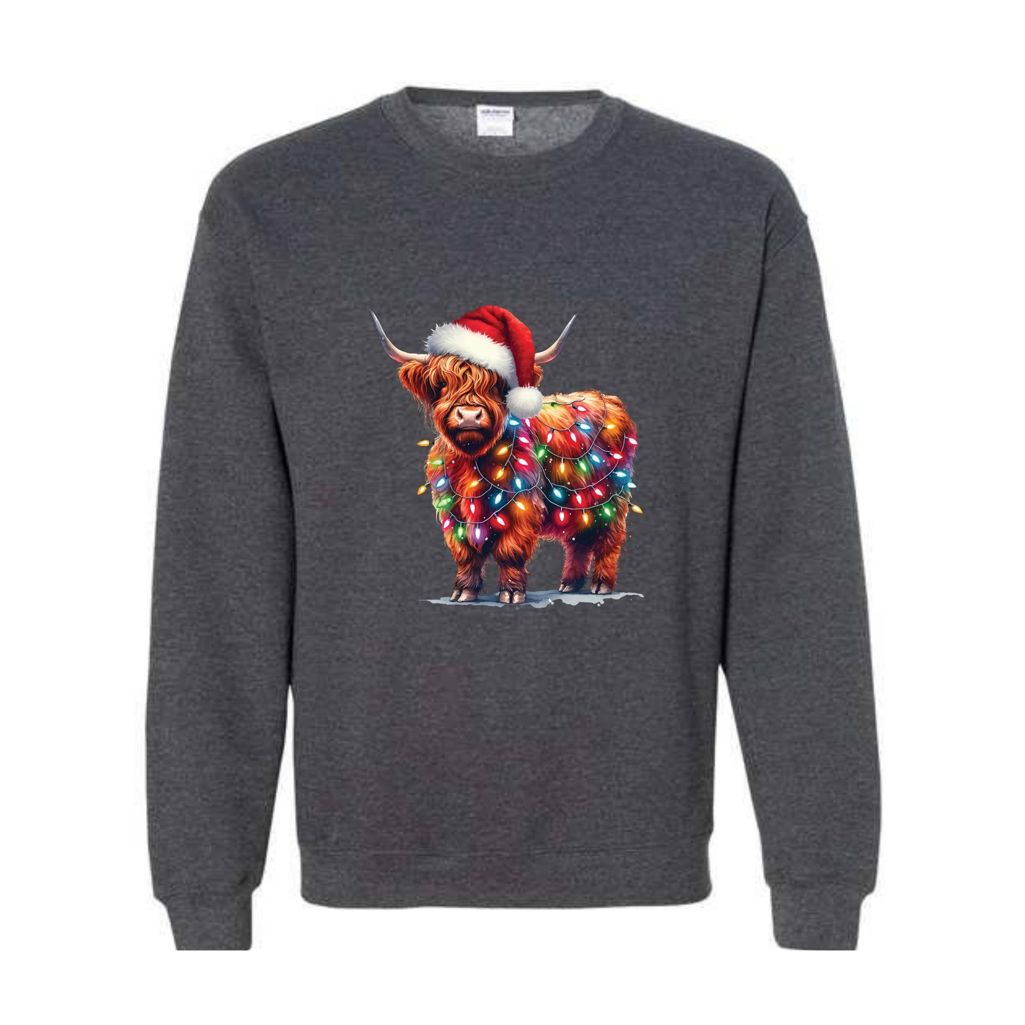 Christmas Cow Sweatshirt, Cow Lights Sweatshirt, Cow Sweatshirt, Cow Lover Sweatshirt, Christmas Sweatshirt, Highland Cow Sweatshirt