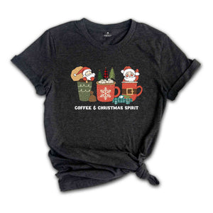 Coffee & Christmas Spirit Shirt, Santa Shirt, Christmas Tree Shirt, Christmas Pajamas, New Year Shirt, Christmas Gift, Holiday Shirt