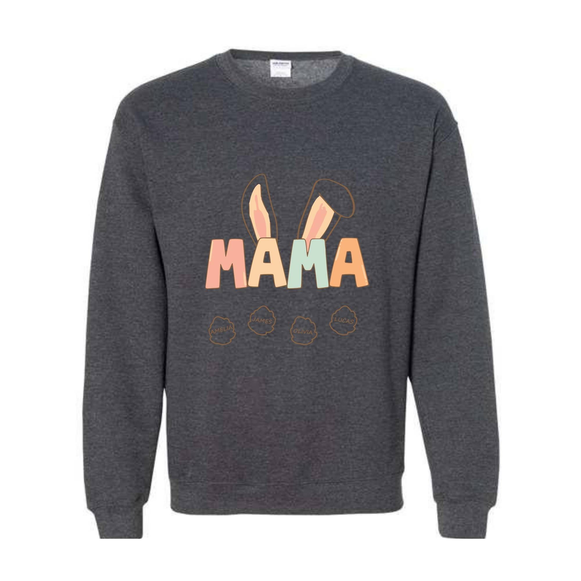 Custom Mama Easter Sweatshirt, Mama Sweatshirt With Kids Names, Happy Easter Sweater, Personalized Easter Day Sweater