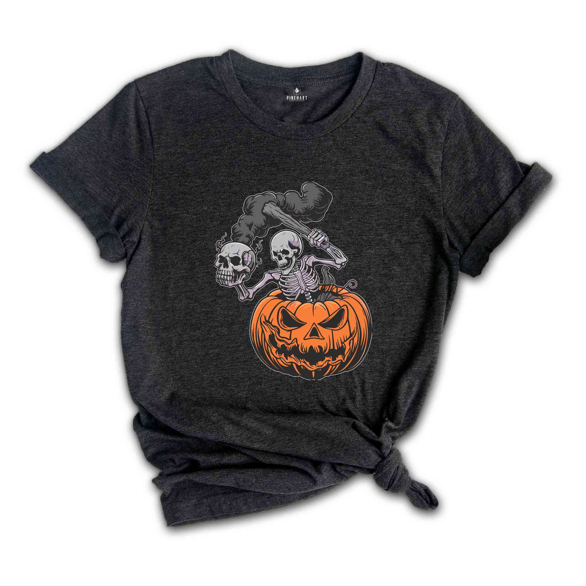 Skeleton Pumpkin Halloween Shirt, Skeleton Skull Smoke Shirt, Ghost Shirt, Spooky Season, Skull Lover Shirt, Halloween Party Shirt