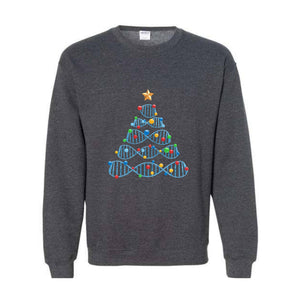 DNA Christmas Tree Sweatshirt, Science Puns Chemistry Gift