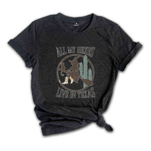 All My Hexes Live In Texas Shirt, Witch Cowgirl Shirt, Vintage Western T-Shirt, Cowgirl Ghost Shirt, Country Witch Shirt