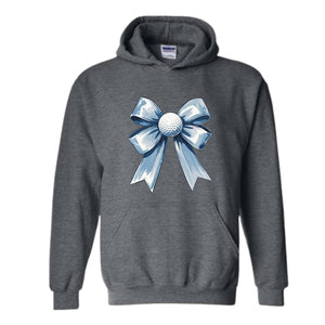 Golf Bow Sweatshirt, Cute Sport Hoodie, Coquette Bow Hoodie, Cute Mom Hoodie, Golf Lover Hoodie, Blue Bow Hoodie, Golf Lover Gift