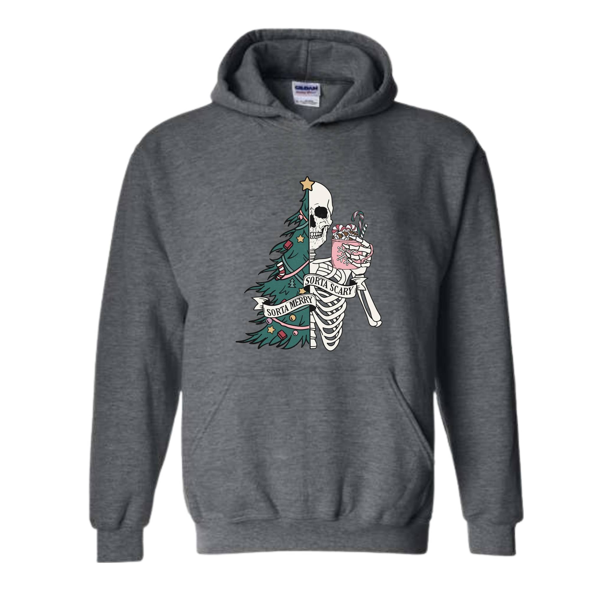 Sorta Scary Sorta Merry Sweatshirt, Christmas Skeleton Sweatshirt, Funny Christmas Sweatshirt, Holiday Sweater