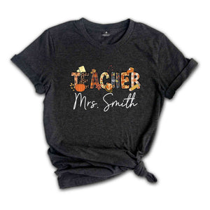 Custom Fall Teacher Shirt, Thanksgiving Gift, Back to School Autumn, Teacher Life Shirt, Retro Fall Shirt, Teacher Thanksgiving Shirt