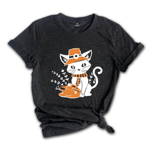 Cute Thanksgiving Cat Shirt, Black Cat Shirt, Funny Thanksgiving Tee, Turkey Day Shirt, Fall Shirt, Dinner Day Shirt