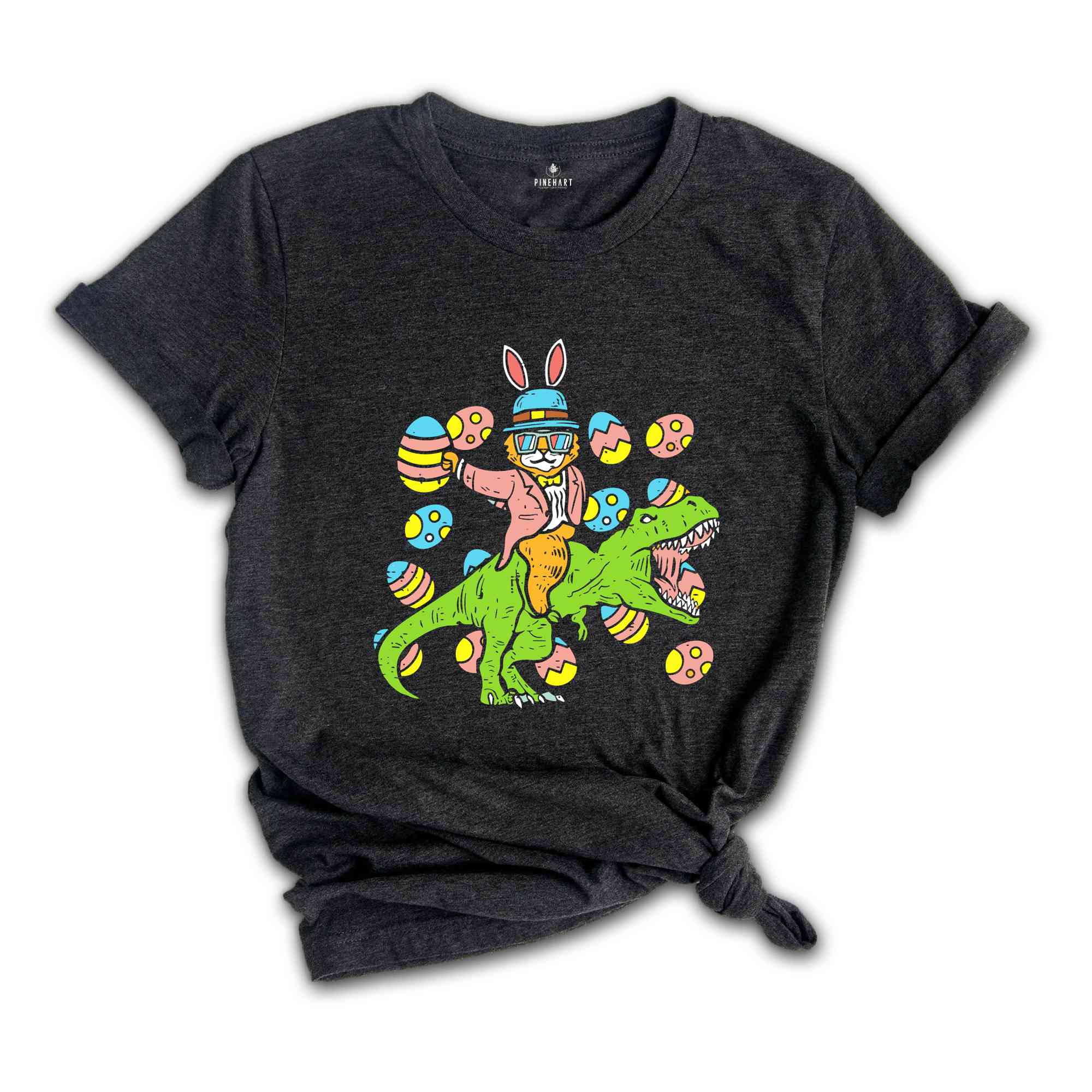 Easter Bunny Riding Dino T-Shirt, Love Easter Shirt, Cute Bunny Shirt, Easter Flower Shirt, Easter Family Shirt, Dinosaur T-Shirt