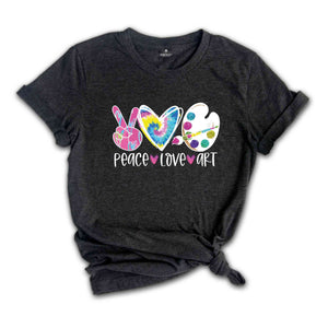 Peace Love Art Shirt, Art Shirt, Art Lover Shirt, Art Teacher Gift, Teacher Shirt, Artist T-Shirt, Art Lover Tee