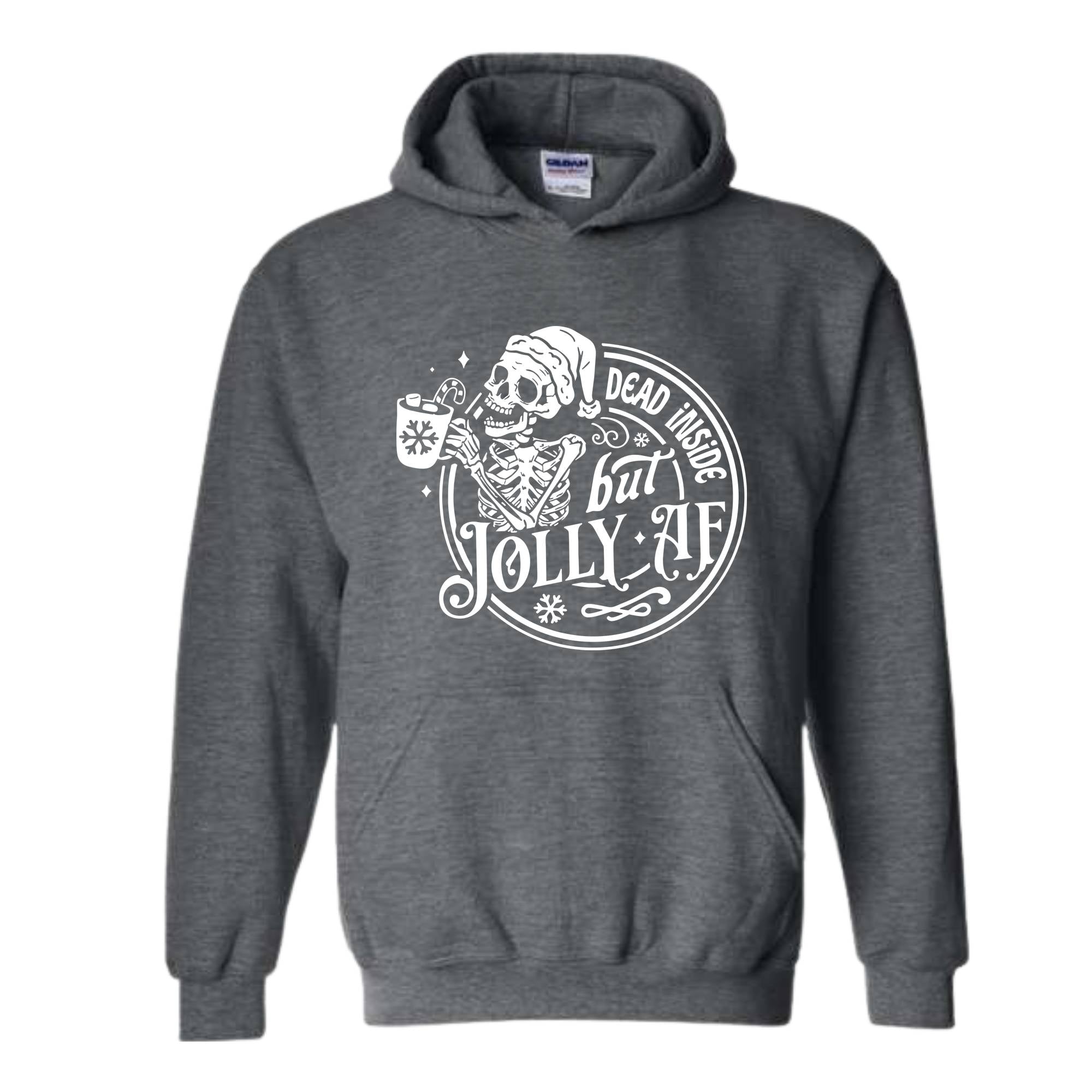 Dead inside but jolly AF Sweatshirt, Skeleton Christmas Sweatshirt, Skull Santa Claus Sweater, Funny Christmas Sweatshirt