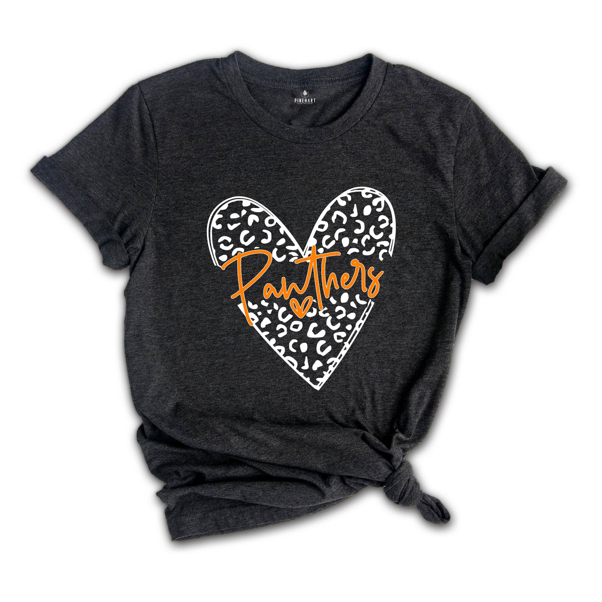 Panthers Heart Team Shirt, Team Mascot T-Shirt, Panthers Team Spirit, Panthers Fan Gift, Panthers School Spirit