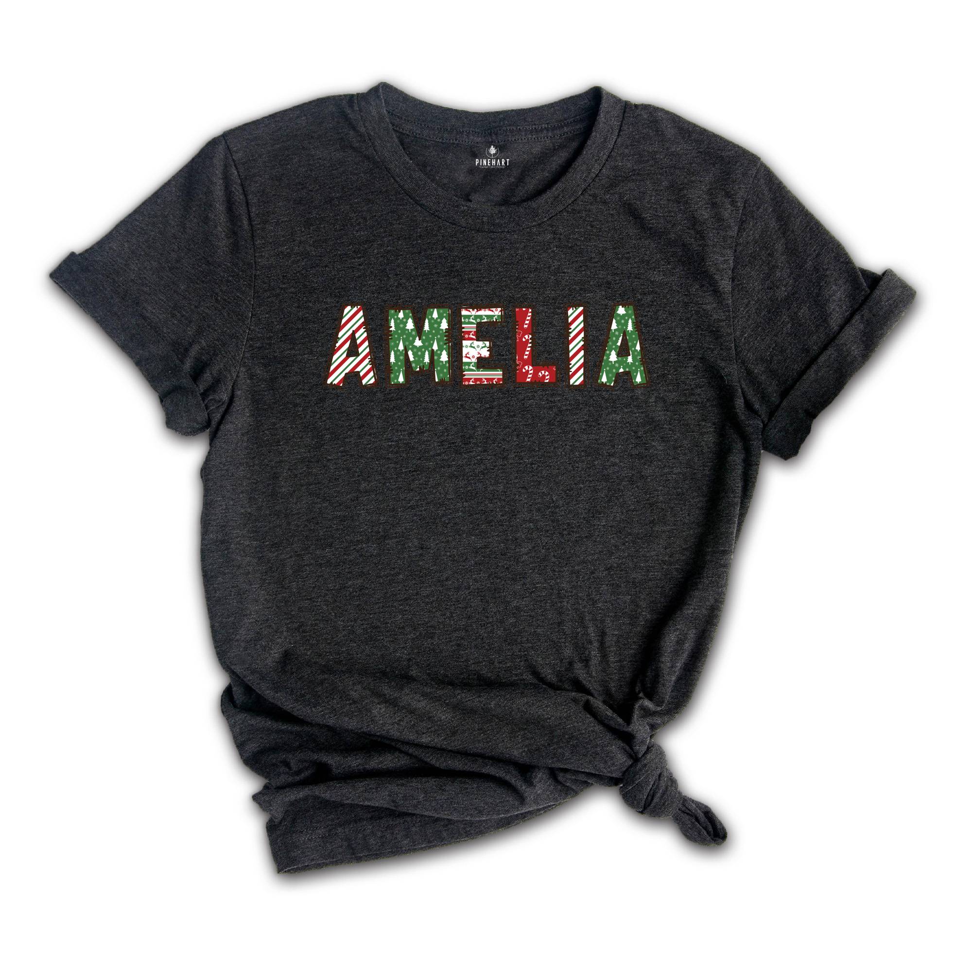 Custom Christmas Name Shirt, Christmas Crew Shirt, Christmas Pajamas Shirt, Christmas Shirt, Custom Name Xmas Shirt, Christmas Letters Tee