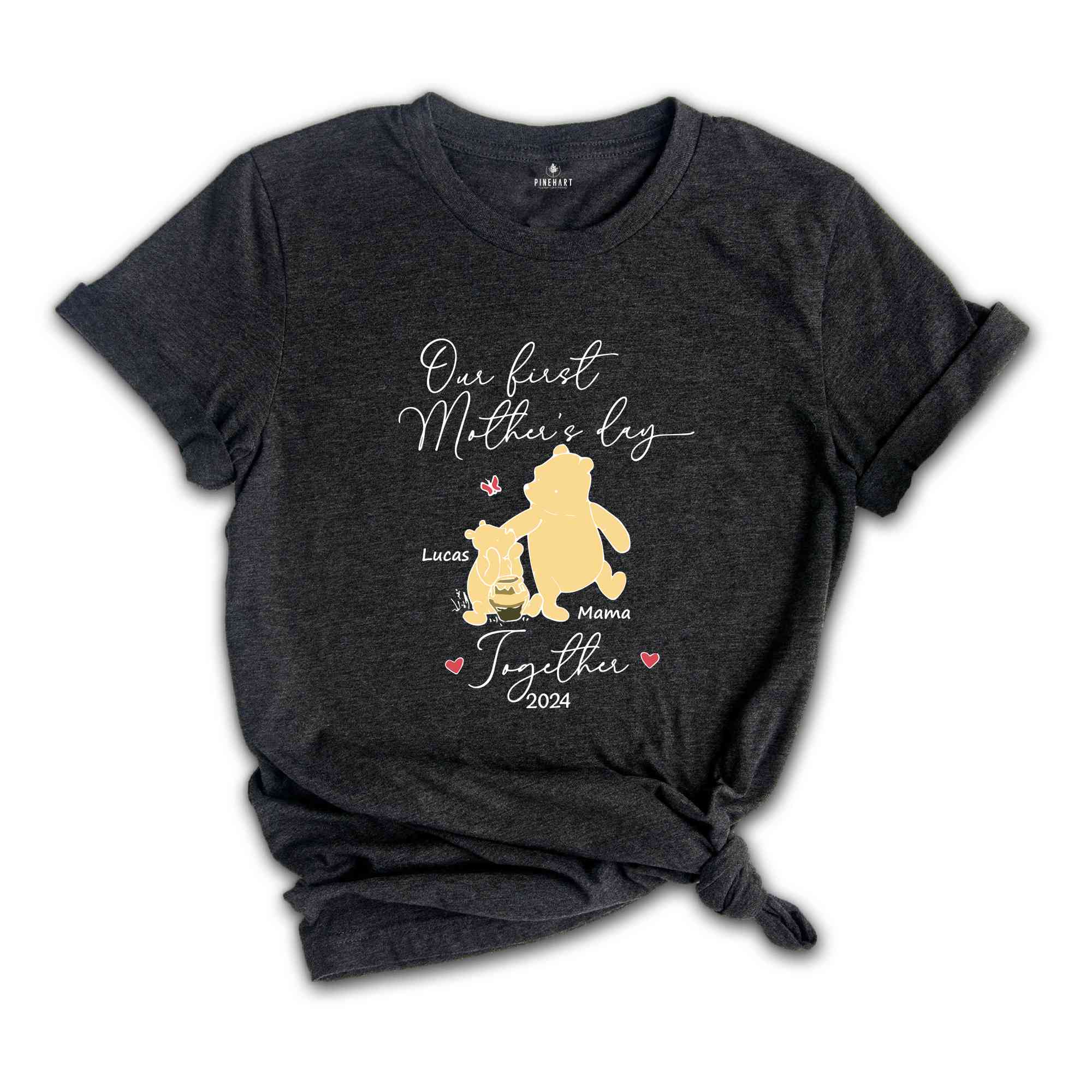 Custom Winnie The Pooh Our First Mother's Day Shirt, Together 2024 Baby Onesie, First Mother's Day T-Shirt