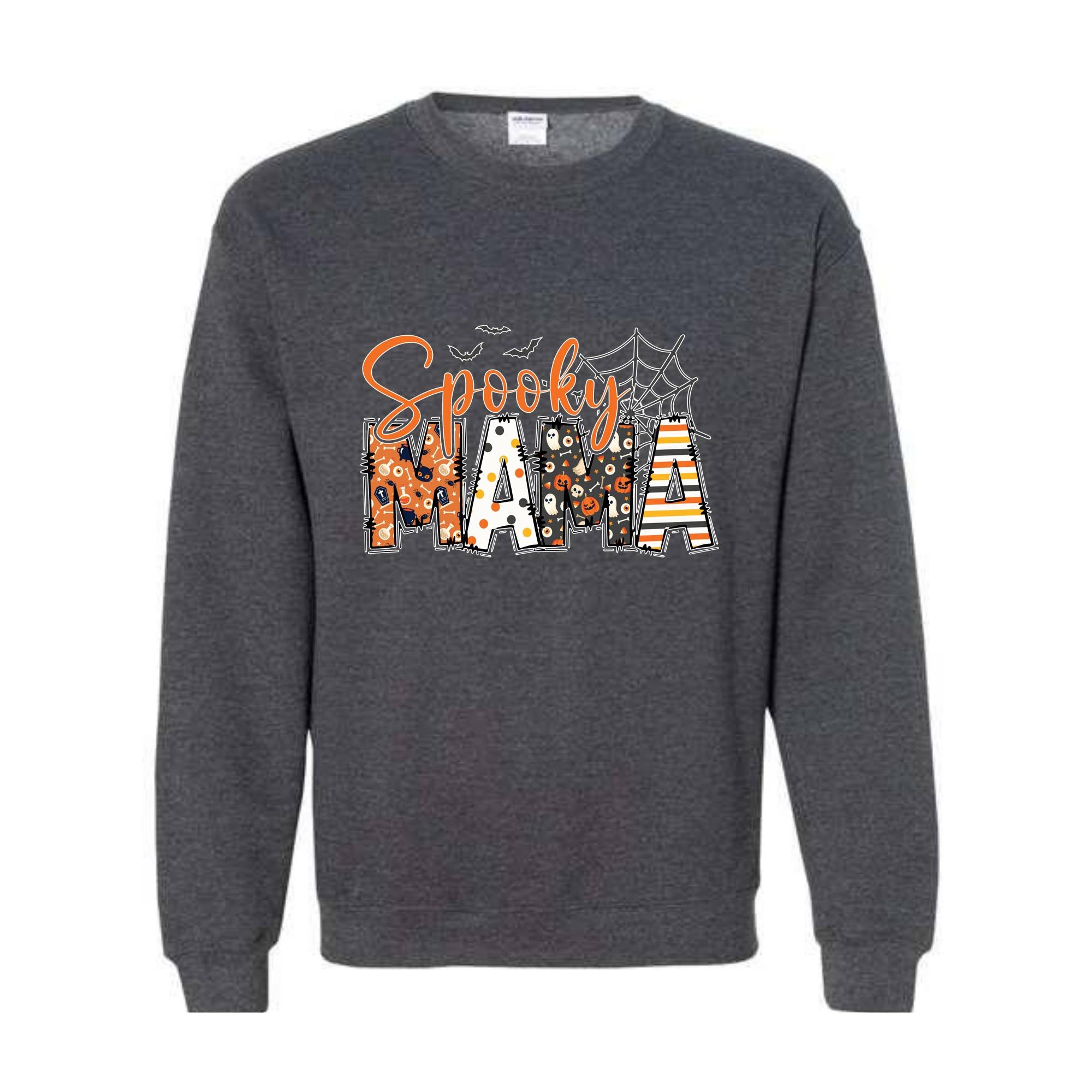 Custom Halloween Spooky Mama Sweatshirt with Kids Name on Sleeve Sweatshirt, Mama Halloween Gift, Mama Halloween