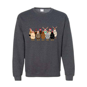 Сute Christmas Chickens Sweatshirt, Christmas Farm Animals Sweat, Chicken Sweater, Christmas Holiday Gifts