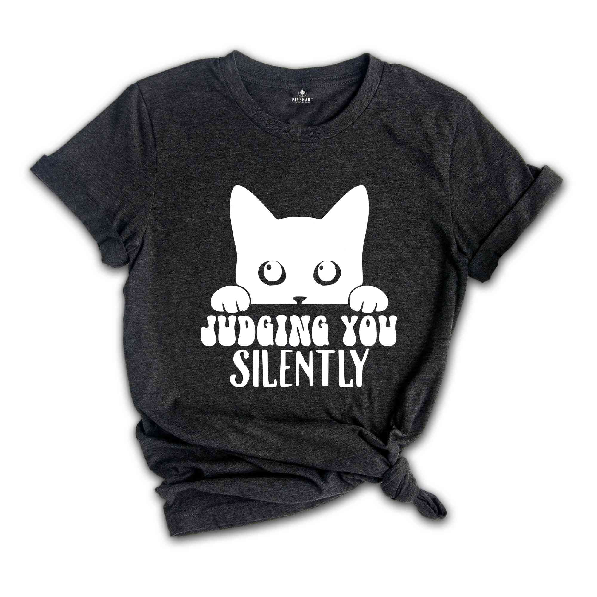 Judging You Silently T-Shirt, Cute Cat Shirt, Cat Peeking T-Shirt, Cat Lovers Shirt, Funny Cat Apparel