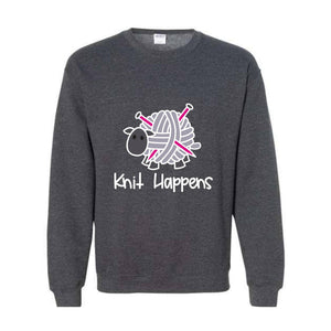 Knit Happens Sweatshirt, Funny Animal Tee, Funny Sweatshirt, Grandma Knitting Sweatshirt, Grandma Knitting Tee, Gift For Grandma