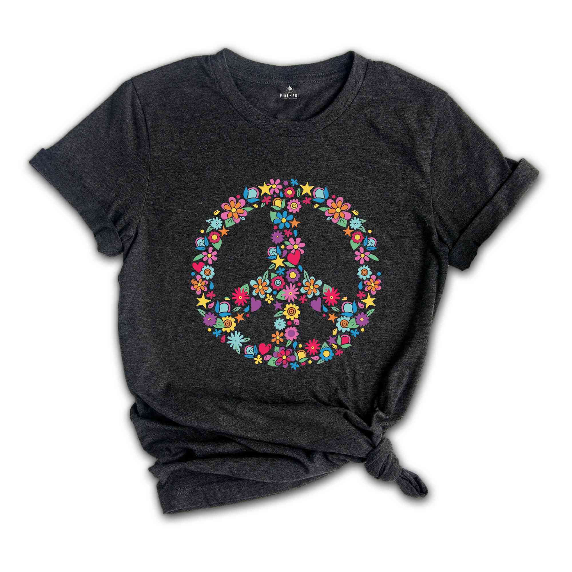 Floral Peace Sign Shirt, Peace Sign Shirt, Holiday Shirt, Peace Shirt, Peace and Love, Cute Floral Shirt