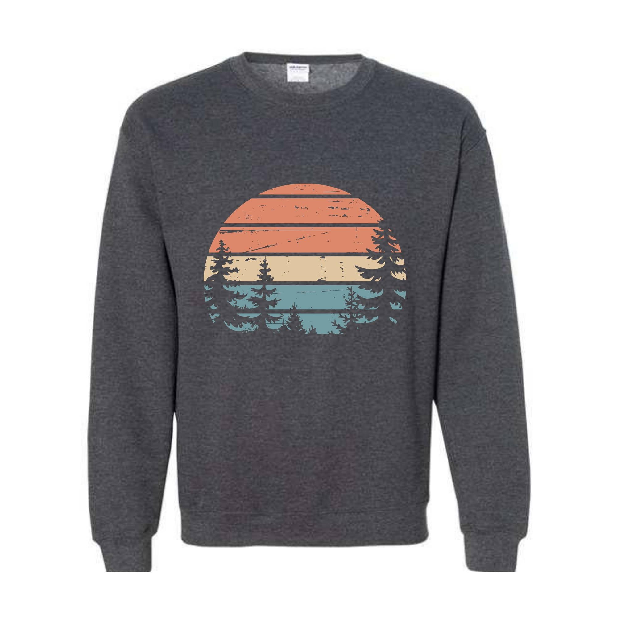 Sunset Sweatshirt, Camping Gift, Forest Themed , Tree , Adventure , Wildlife , Wilderness Tee, Pine Tree