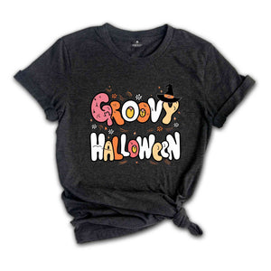 Groovy Halloween Shirt, Retro Halloween Shirt, Spooky Season Shirt, Cute Ghost Shirt, Fall Rainbow Shirt, Autumn Shirt, Halloween Shirt