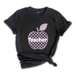 Teacher Apple Shirt, Checkered Teacher Shirt, School Teacher Shirt, Back To School Shirt, Teacher Shirt, Primary Teacher Shirt