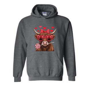 Highland Cow Valentine Hoodie, Heifer Valentine Hoodie, Western Valentine Hoodie, Cow Lover Gift, Cowgirl Valentine Tee