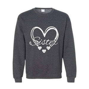 Custom Sisters Sweatshirt, Sisters Heart Sweatshirt, Names In Heart , Personalized Sweatshirt, Sister Day