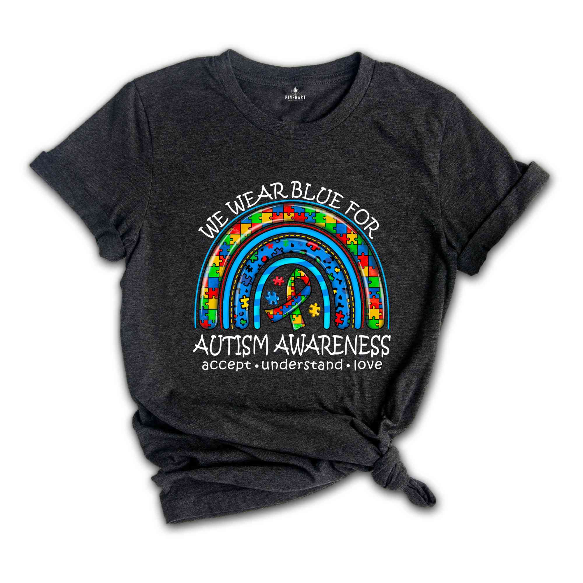 We Wear Blue For Autism Awareness Shirt, Autism Acceptence Shirt, Autism Awareness Shirt, ADHD Shirt, Rainbow Shirt, Puzzle Piece Shirt