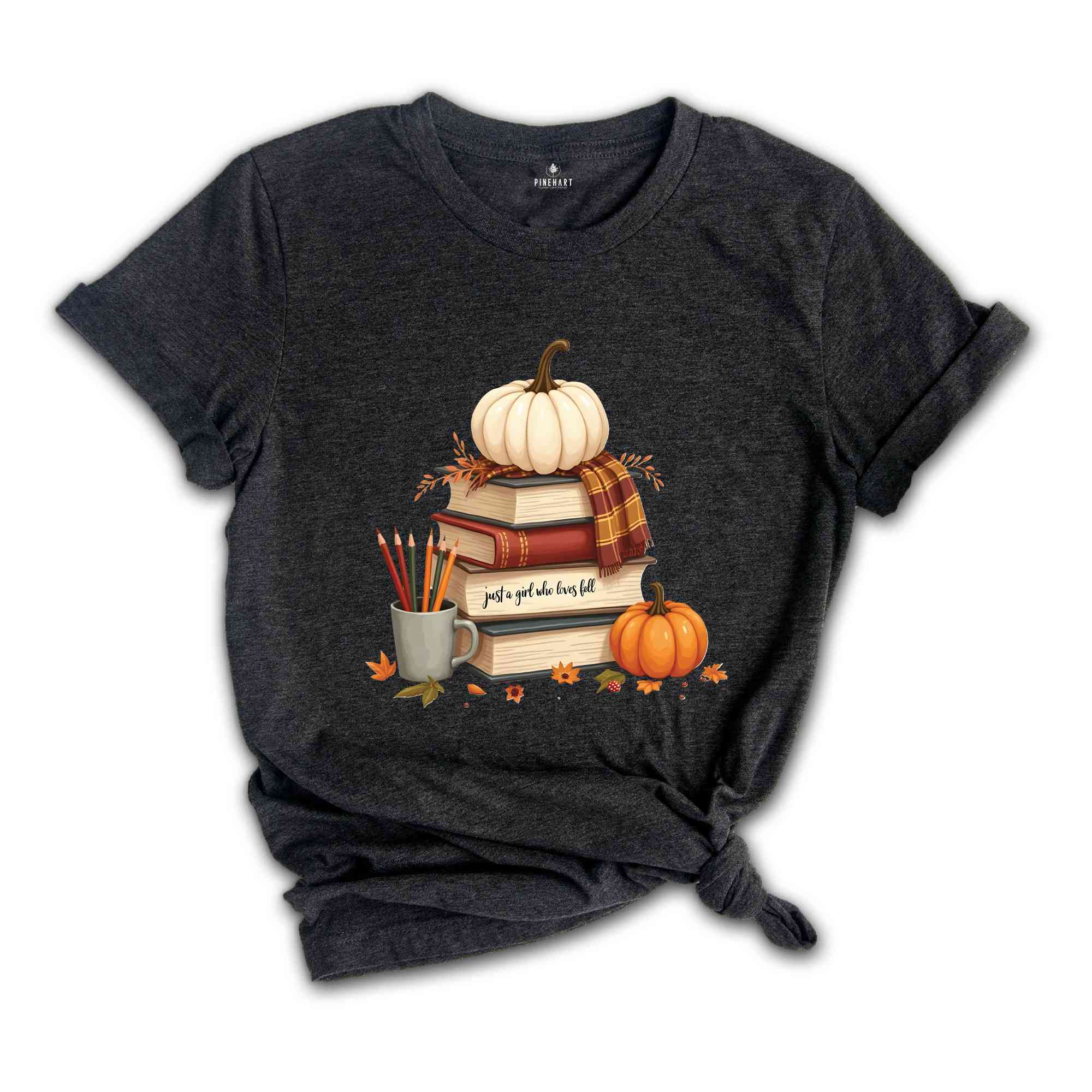 Fall Pumpkin Shirt, Thanksgiving T-Shirt, Book Lover Shirt, Autumn Tee, Pumpkin Lover Shirt, Bookish Tee, Fall Women's Tee