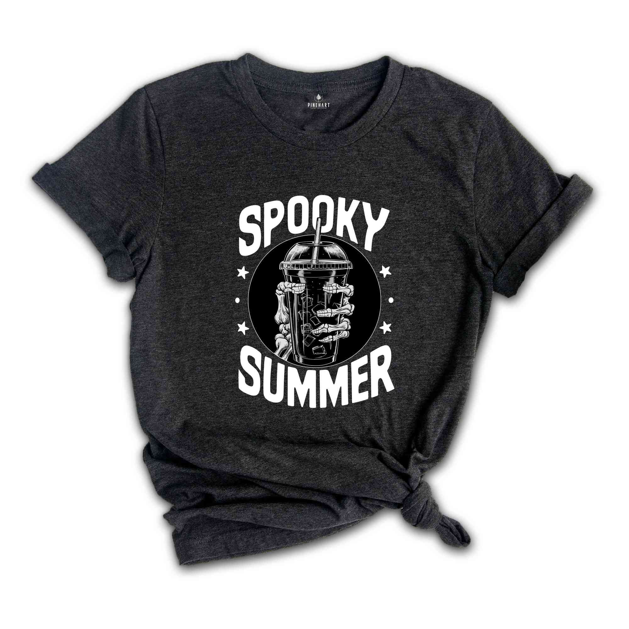 Spooky Summer Shirt, Summer Vibes Skeleton Shirt, Coffee Lover Shirt, Trendy Shirt, skeleton hand shirt, summer shirt, spooky season shirt