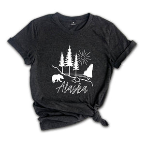 Alaska Shirts, Alaska State Map Shirt, Alaska State Shirt, Alaska Football Shirt, Alaska Gifts, Alaska Apparel, Alaskan University Tee