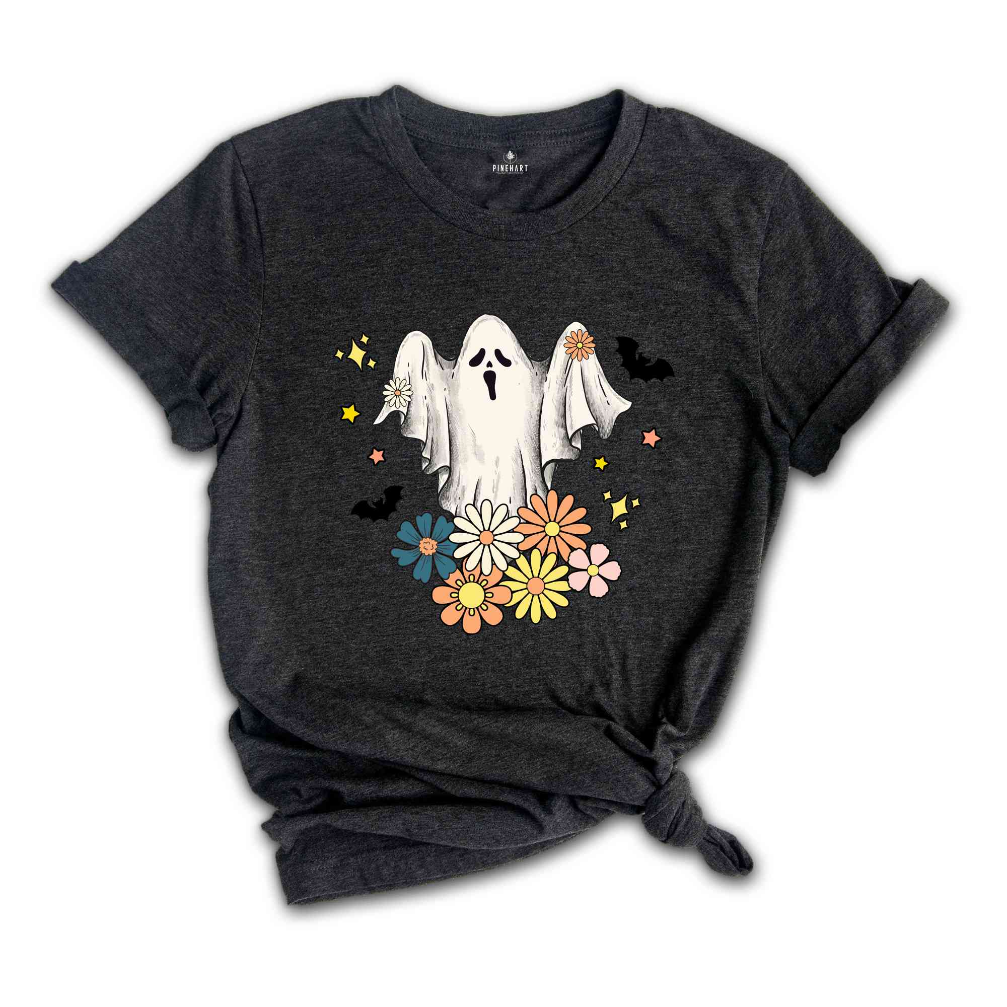 Retro Floral Ghost Halloween Shirt, Spooky Season Shirt, Halloween Party Shirt, Pumpkin Tee, Halloween Gifts