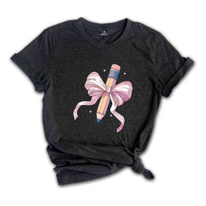 Coquette Teacher T-shirt, Coquette Pencil Bow T-shirt, Back To School Tee, Teacher Appreciation Gift, Gifts For Teachers