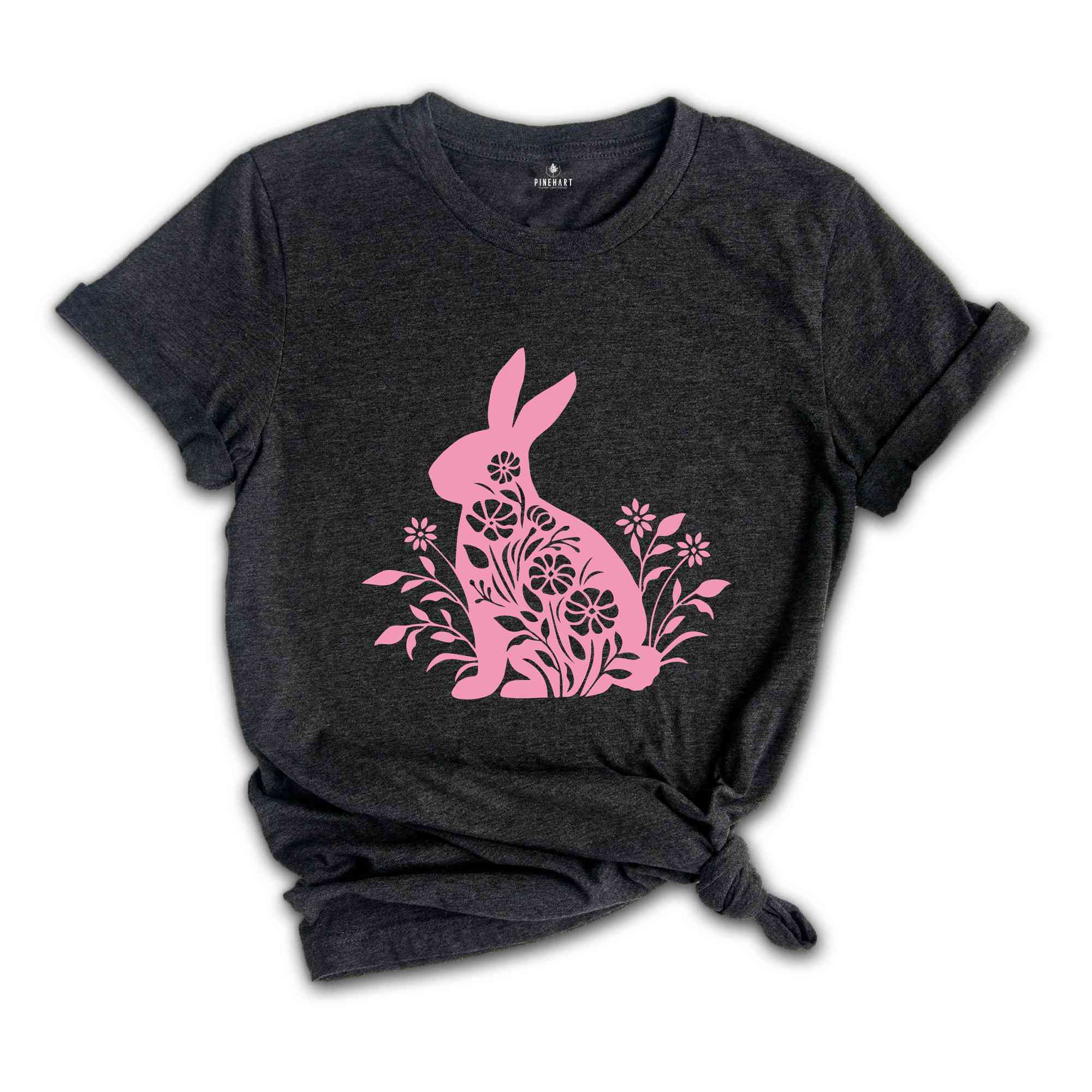 Easter Shirt, Pink Floral Bunny T-Shirt, Floral Bunny Shirt, Happy Easter T-Shirt, Easter Day T-Shirt, Easter Gifts