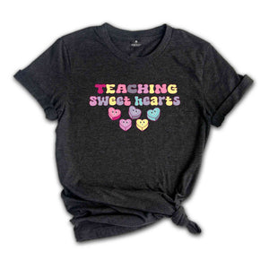 Teaching Sweethearts Valentine Shirt, Love Teach Tee, Teacher Valentine Gift, Heart Print T-shirt, Cute Valentine's Tee