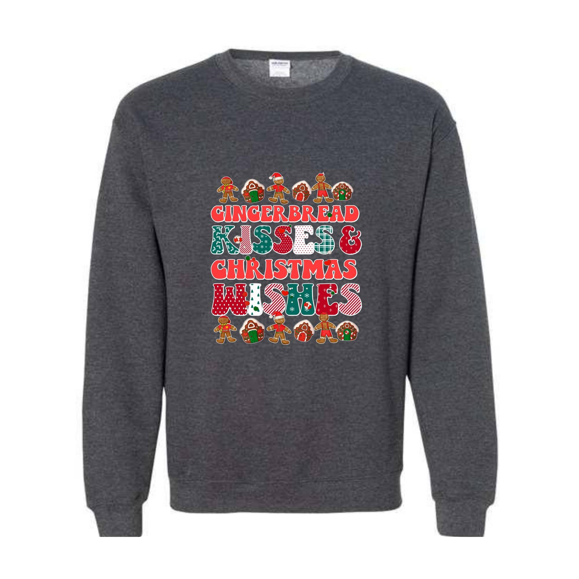 Gingerbread Kisses & Christmas Wishes Sweatshirt, Christmas Crewneck, Gingerbread Sweatshirt, Cute Christmas Sweater, Christmas Gift