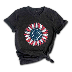 America Sunflower Shirt, USA Flag Flower Shirt, Gift For American, Freedom Shirt, Independence Shirt, Sunflower 4th Of July Shirt