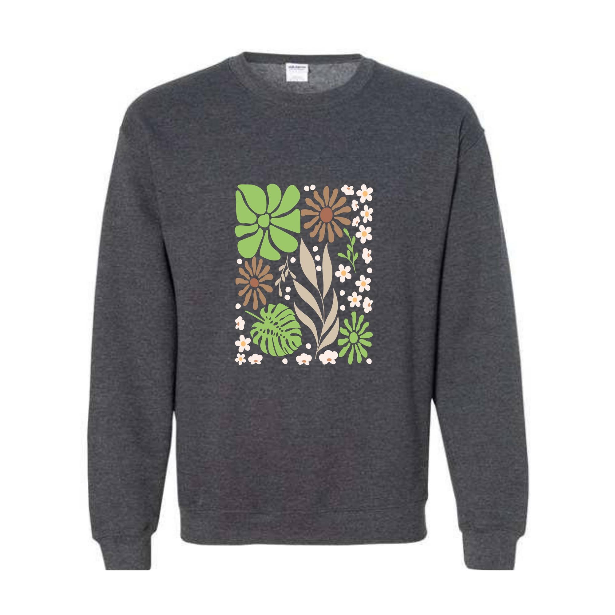 Boho Flowers Sweatshirt, Women Floral Minimalist Sweatshirt, Floral Sweatshirt, Boho Wildflowers Sweatshirt