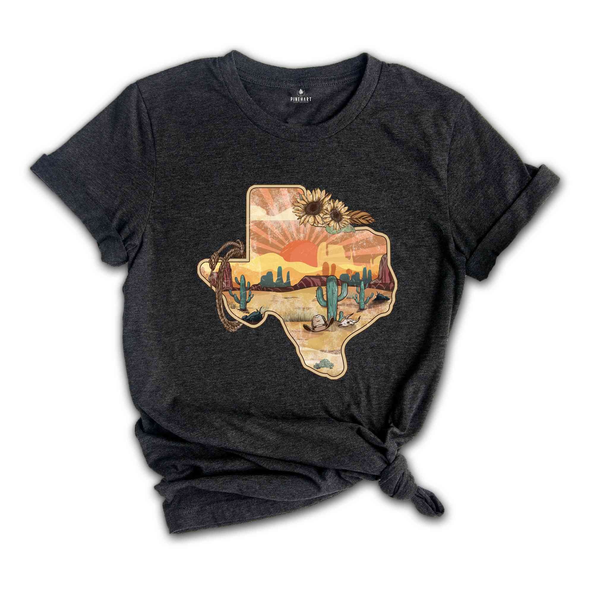 Texas Sunflower T-Shirt, Texas Map Shirt, Texas Country Shirt, Texas Gifts, Country Life Tee, Texas Trip Shirt