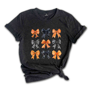 Retro Fall Pumpkin Bow Shirt, Fall Coquette Bow Sweatshirt, Autumn Pumpkin Tee, Fall T-Shirt, Autumn Bow Shirt, Cute Fall Shirt