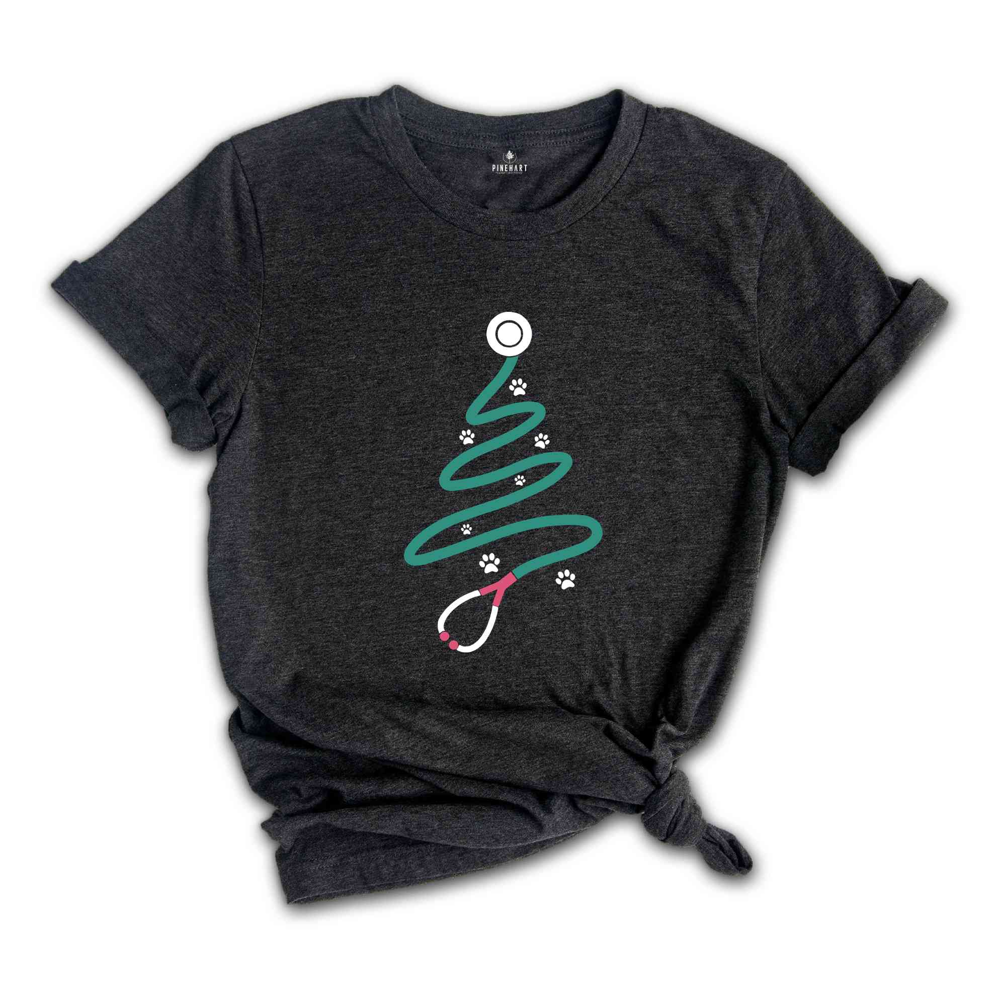 Stethoscope Christmas Tree Shirt, Veterinarian Christmas Gift, Vet Tech Gift, Animal Doctor Tee, Christmas Outfit