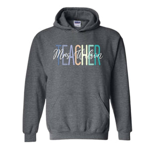 Teacher Name Custom Sweatshirt, Custom Teacher Sweatshirt, Teacher Mrs Sweatshirt, Teacher Appreciation Gift, Retro Teacher Sweatshirt