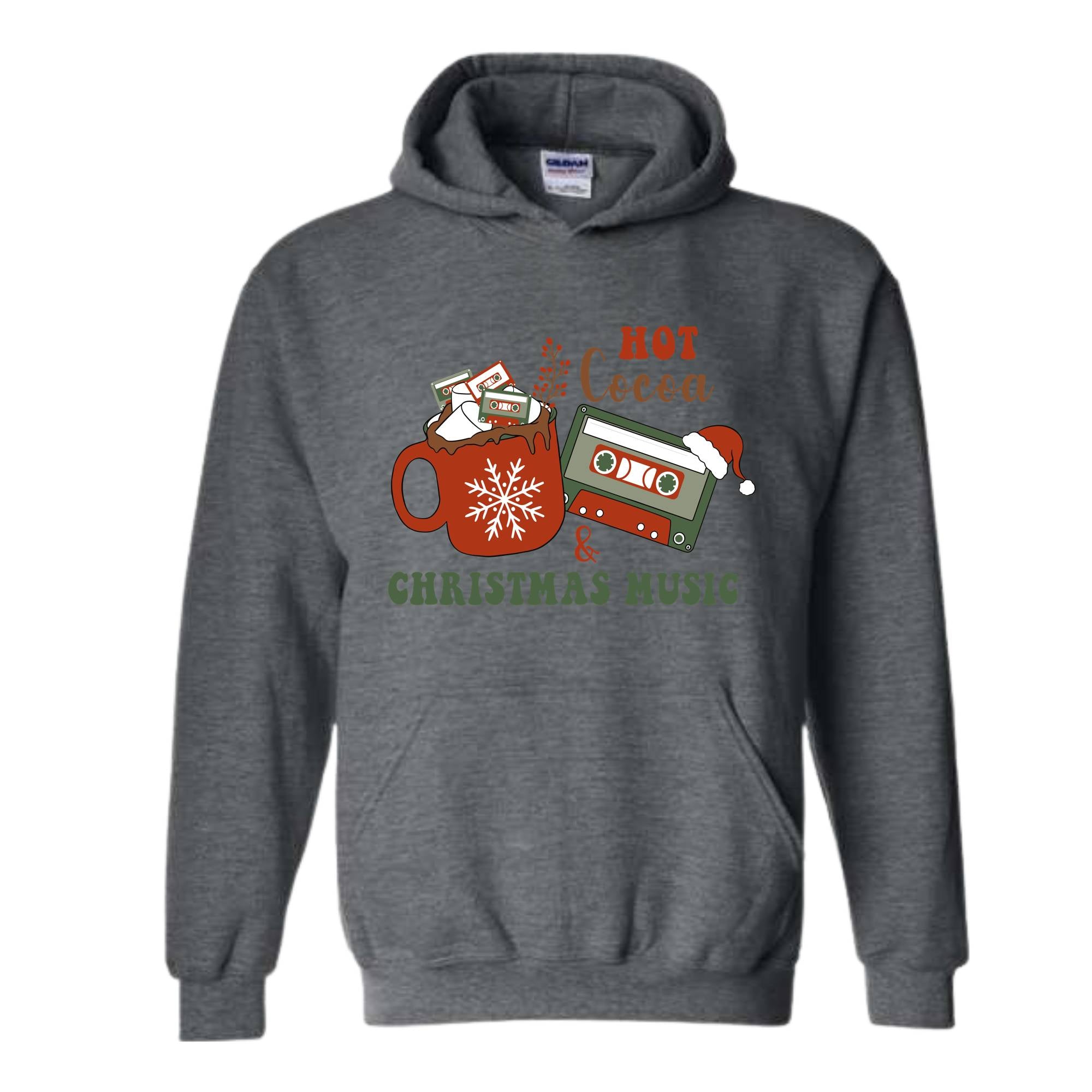 Hot Cocoa and Christmas Music Hoodie, Christmas Party Sweater, Christmas Family, Hot Cocoa Drinks Hoodie