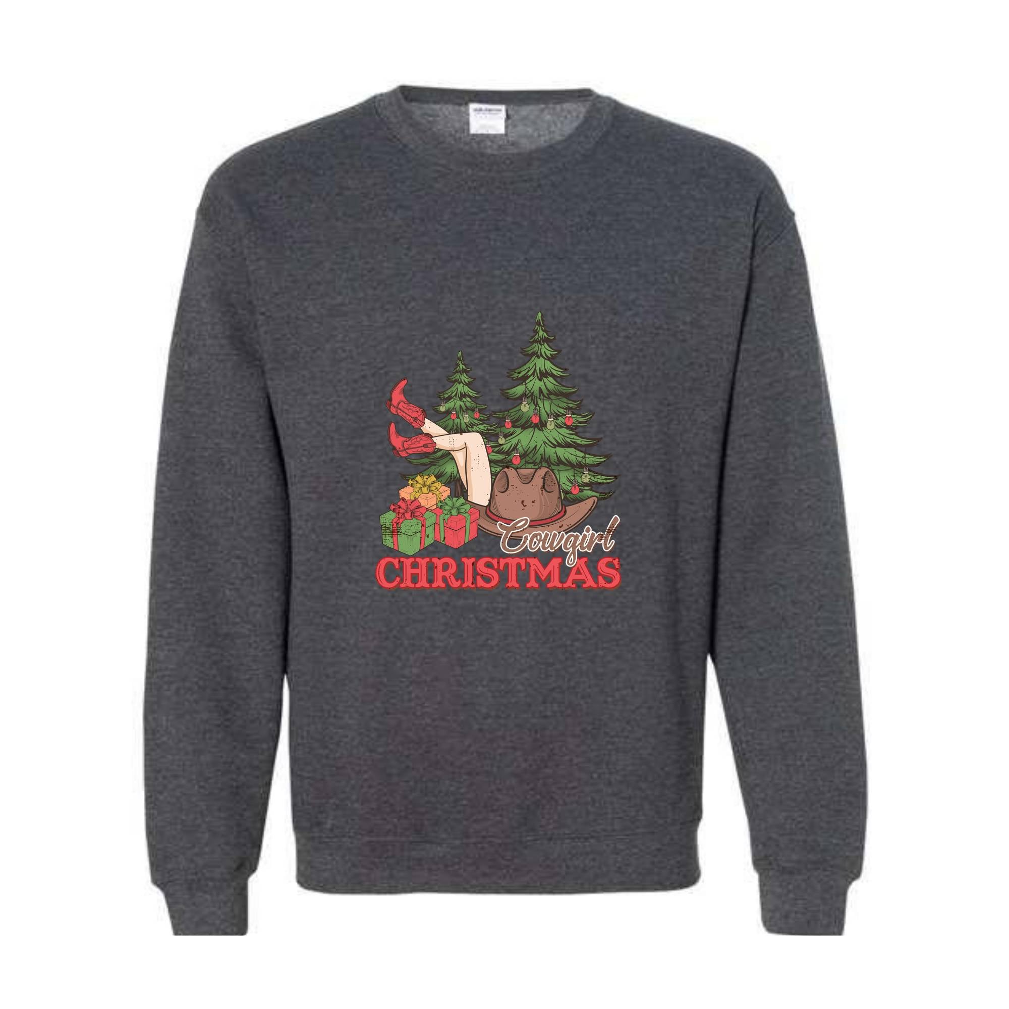 Cowgirl Christmas Tree Sweatshirt, Christmas Western Sweatshirt, Country Christmas Sweater, Western Santa Sweatshirt