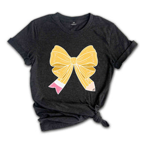 Coquette Teacher T-Shirt, Coquette Pencil Bow T-Shirt, Back to School Tee, Teacher Appreciation Gift, Gifts For Teachers